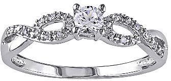 زفاف - FINE JEWELRY 1/10 CT. T.W. Diamond & Lab-Created White Sapphire Engagement Ring