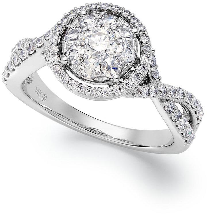 Hochzeit - Prestige Unity Twisted Band Diamond Engagement Ring in 14k White Gold (1 ct. t.w.)