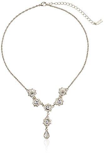 Hochzeit - 1928 Jewelry "Bridal Crystal" Silver-Tone Crystal Teardrop Y-Shaped Necklace, 16"