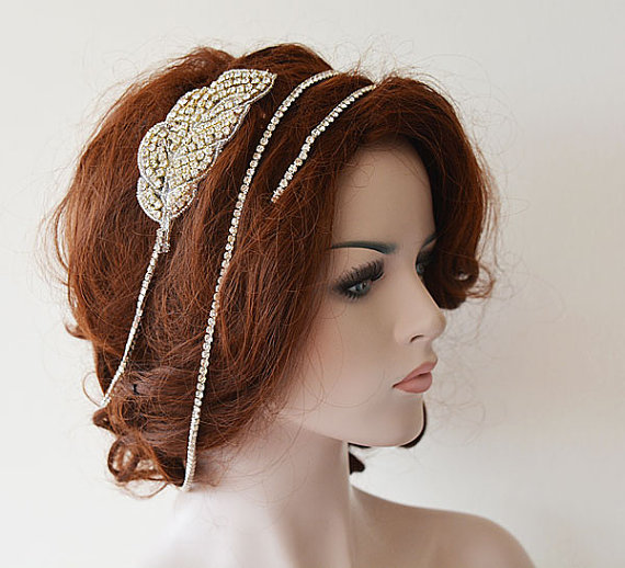 Свадьба - Bridal Hair Accessories, Bridal Rhinestone Headband, Wedding hair Accessory, Rhinestone Hair Wrap Headband