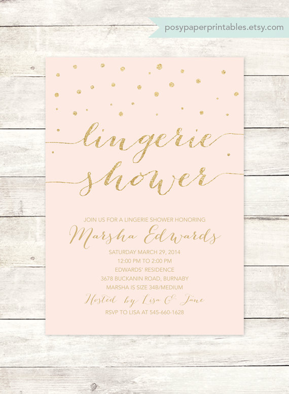 Mariage - pink gold lingerie shower invitation printable pink gold glitter lingerie shower wedding shower bridal shower digital invite customizable