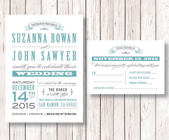 Wedding - Rustic Wedding Invitation and RSVP Card Printable DIY Wedding Invitation, Old Fashioned, The Nashville Collection