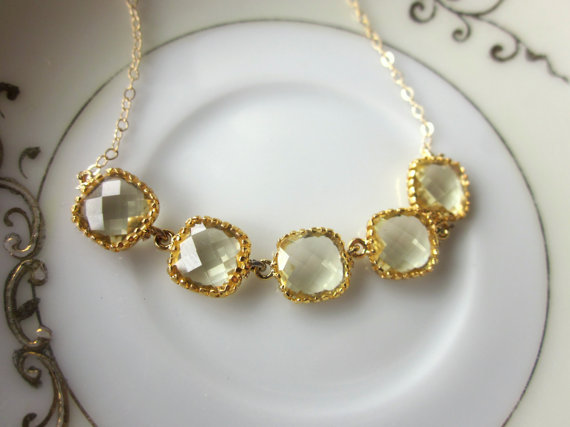 زفاف - Citrine Necklace Gold Yellow Squares - Gold Filled Chain - Wedding Jewelry - Bridesmaid Jewelry - Bridesmaid Necklace - Valentines Day Gift