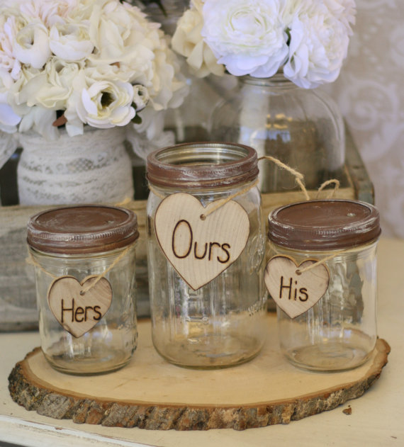زفاف - Wedding Sand Ceremony Set Jars Rustic Chic Decor (item E10259)