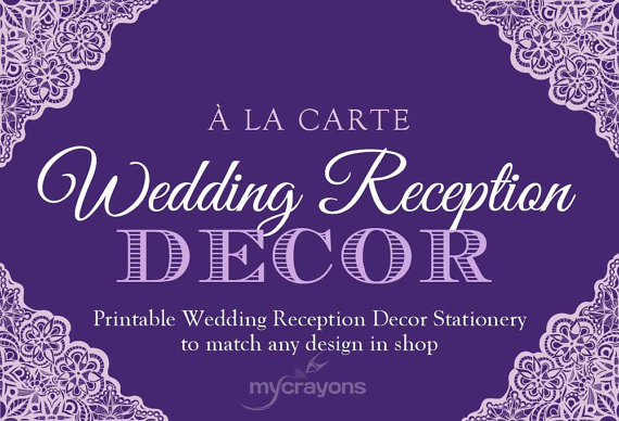 Wedding - Matching Printable Wedding Reception Stationery // Any Design in Shop // Printable Wedding Program, Menu, Place Cards, Table Numbers, Labels
