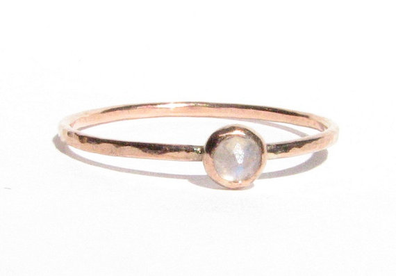 Mariage - Sale!  -  Moonstone & Solid Rose Gold Ring - Stacking Ring - Thin Gold Ring - Gemstone Ring - Engagement Ring - MADE TO ORDER.