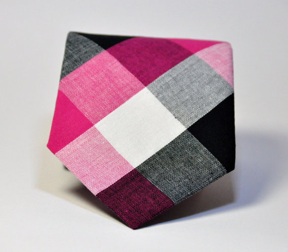 زفاف - Boys Necktie Hot Pink and Black Check Toddler Tie