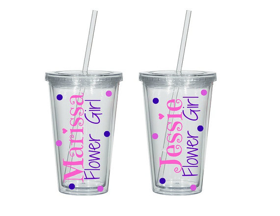 Hochzeit - 1 Flower Girl Personalized Tumbler, Flower Girl Gift, Flower Girl Cup, Flower Girl Tumbler, Bridal Party Tumblers, Jr. Bridesmaid Gift