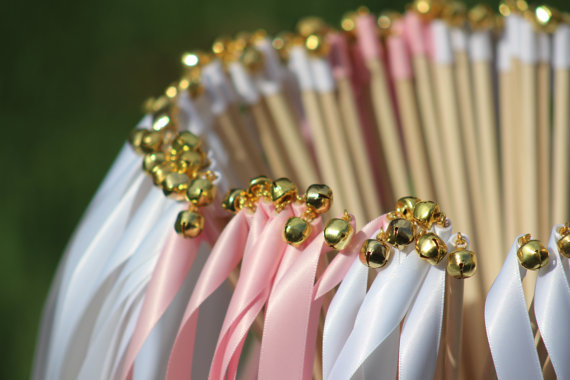Wedding - 125 Wedding Ribbon Wands with bells - Party streamers - Party Decorations Wedding Decoration Ceremony