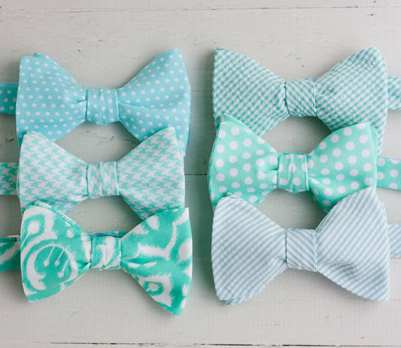 Wedding - The Beau- men's mint collection freestyle bow ties- comes with "tying instructions"