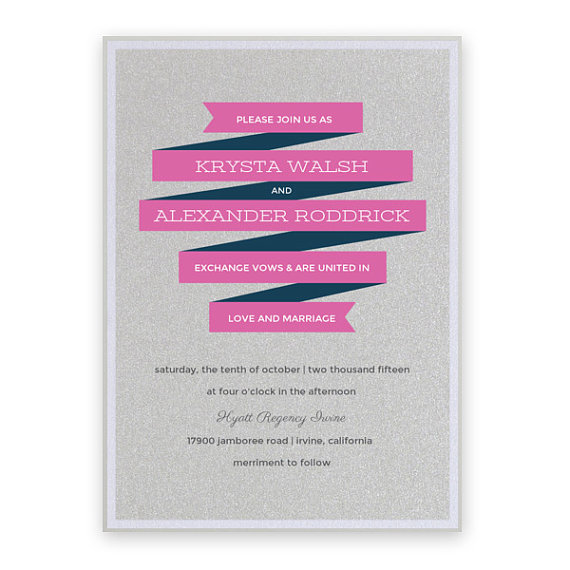 Mariage - Banner Modern Wedding Invitation - Minimal Wedding -  Fun, Bold and Playful Printed and Layered Luxurious Invitations