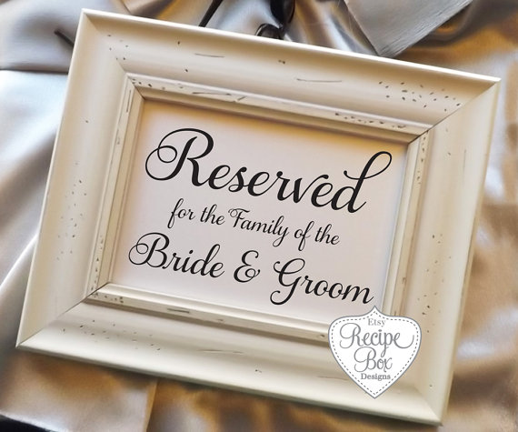 Wedding - Reserved for the family of the Bride and Groom, Wedding Reception Reserved Seating (Set of 2)