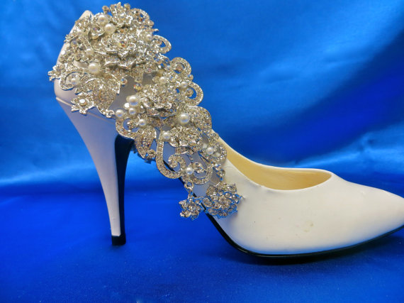 زفاف - Pearl  Shoe Clips, Rhinestone Shoe Clips, Wedding  Bridal Shoes, Bridal Shoe Accessory,