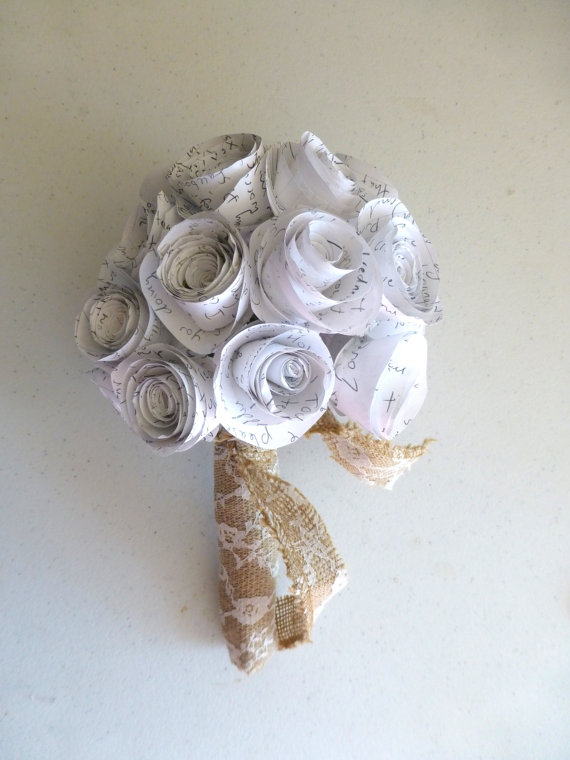 Hochzeit - Your Letters Into Flowers, Send Your Letters/Writings to Me, I will make them into a bouquet, bridal bouquet, bridesmaids bouquet