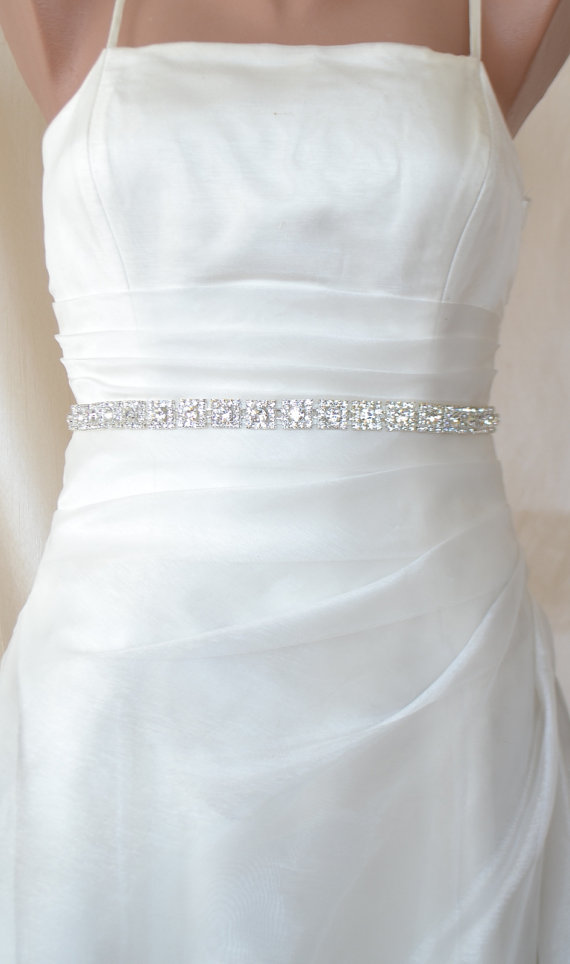 زفاف - Square Rhinestones Beaded Wedding Dress Sash Belt