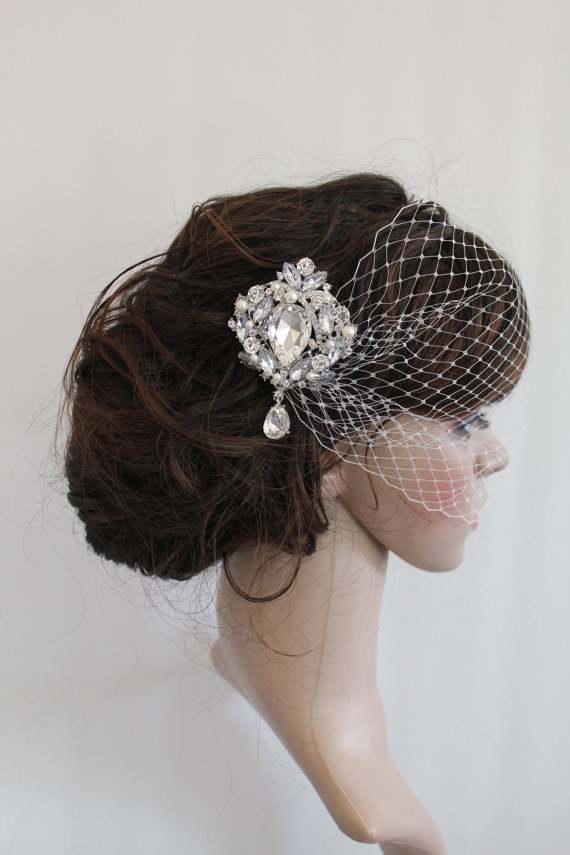 زفاف - wedding fascinator,bridal Swarovski Pearls Comb,Wedding comb,bridal headpieces,rhinestone bridal Hair comb,bridal birdcage veil,bridal comb