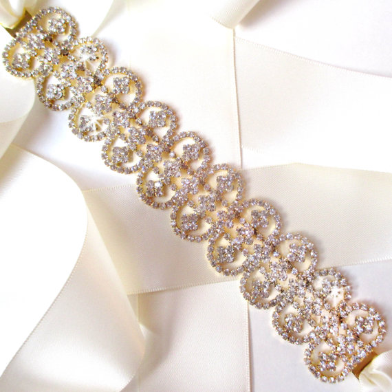 زفاف - Radiant Gold and Rhinestone Wedding Dress Sash - Gold Rhinestone Encrusted Bridal Belt Sash - Crystal Extra Wide Wedding Belt