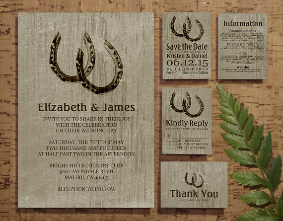 Wedding - Vintage Horseshoes Wedding Invitation Set/Suite, Invites, Save the date, RSVP, Thank You Cards, Response Card, Printable/Digital/PDF/Printed