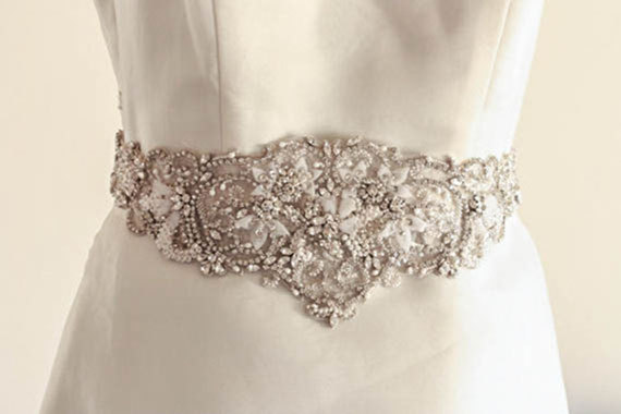 زفاف - Wedding dress sash - France White - 14 inches (Made to Order)