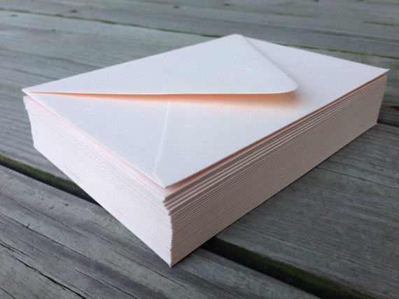 Wedding - 50 4 Bar, A6 or A7 Lux Blush Pale Pink Envelope Paper Source Wedding Invitation