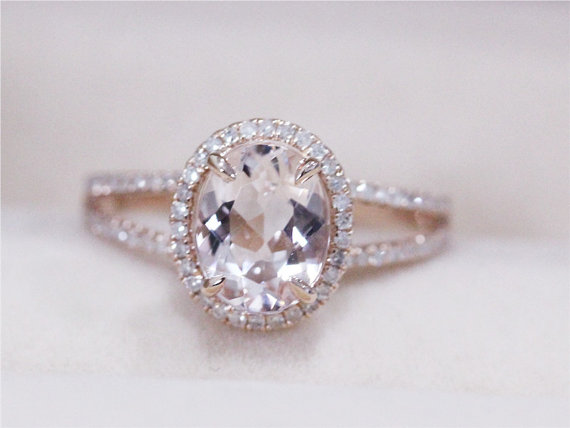 Rose gold morganite diamond engagement rings