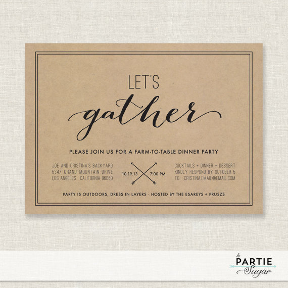 Wedding - Let's Gather - Dinner Party Invitation - PRINTABLE