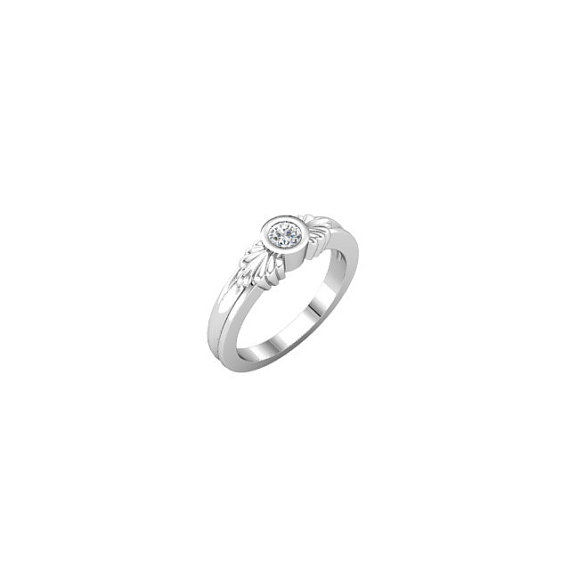 Hochzeit - 5mm  Round  Forever Brilliant Moissanite Solid 14K White Gold Diamond  Engagement Ring-ST82404