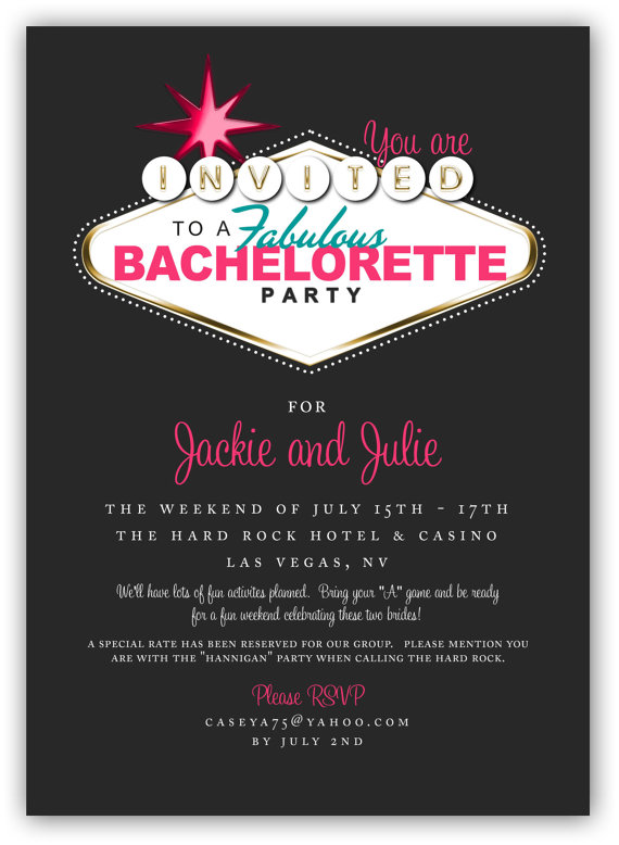 Wedding - Fabulous Las Vegas Themed Party Invitation (4x6 or 5x7) Digital Design - great for casino themed bachelorette parties and casino nights