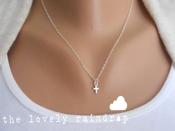 Mariage - SALE - Sterling Silver Cross Necklace - Little Dainty Cross Charm - Faith Necklace - Bridal Jewelry - Wedding Jewelry - Gift For - Friend