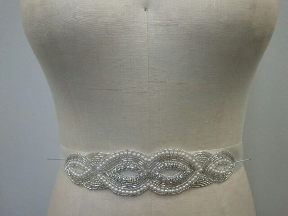 زفاف - SALE - Wedding Belt, Bridal Belt, Sash Belt, Bridesmaid Belt - Pearl & Crystal Rhinestone - Style B1011