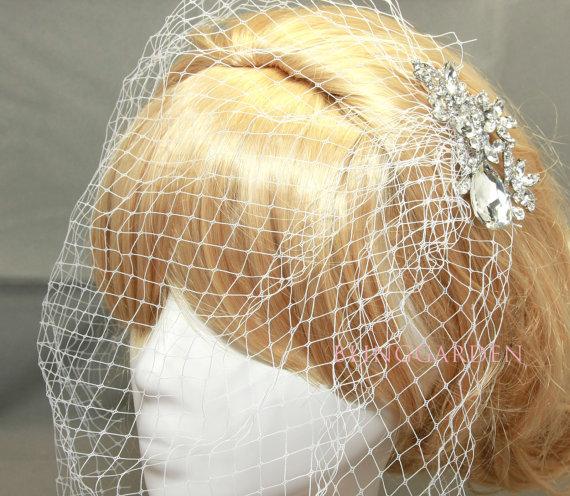زفاف - 3" Rhinestone Crystals Wedding Bridal Brides Birdcage Bird Cage Veil