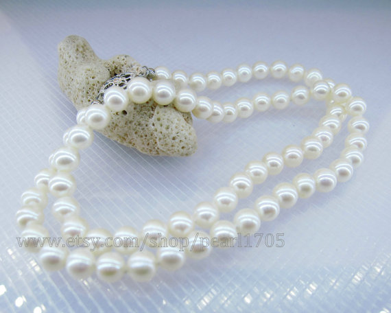 Mariage - 16inch 5-5.5mm aaa grade white akoya real pearls necklace choker 14k--Daily jewelry--pearl jewelry--wedding jewelry--fine gift