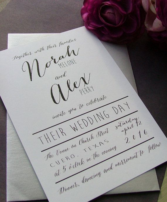 زفاف - Black and white modern Wedding Invitations: simple wedding, whimsical wedding