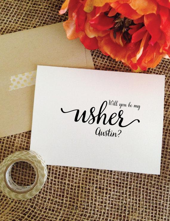 Hochzeit - Personalized Will you be my usher card Asking usher Invitation wedding invite (Lovely)
