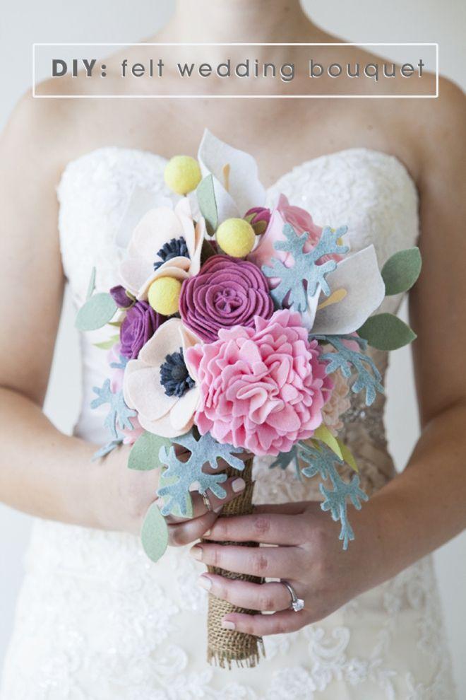 Свадьба - This Wedding Bouquet Is Made Out Of Felt Flowers - Learn How!