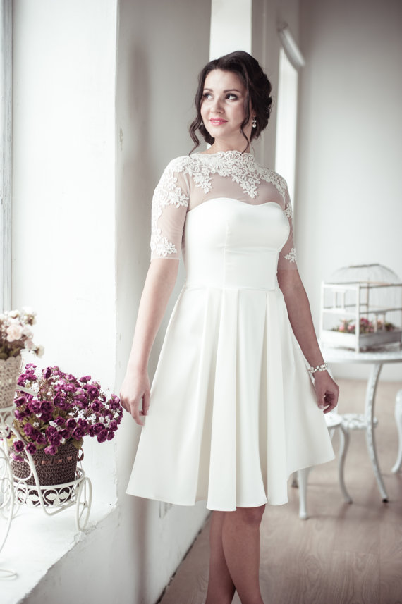 Свадьба - A-line short wedding dress M12