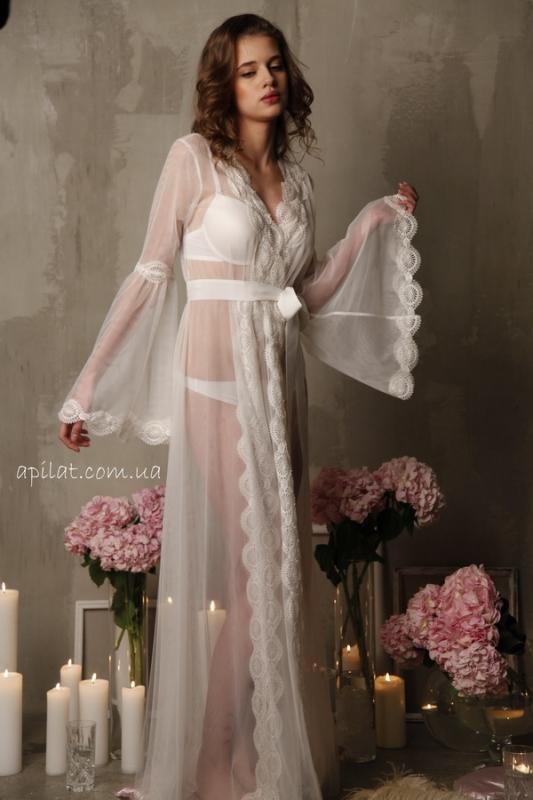 زفاف - Dressing gown  with lace F-10