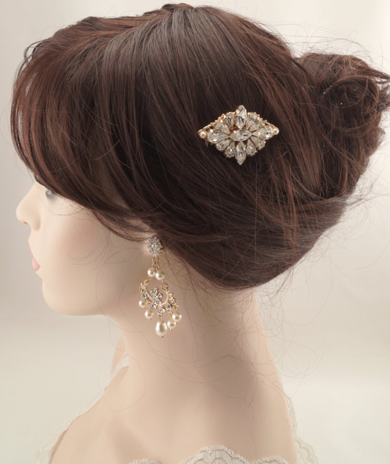 Wedding - Rose gold Bridal hair comb-Vintage inspired swarovski crystals bridal hair comb-Vintage wedding-Gatsby hair comb-Bridal headpiece