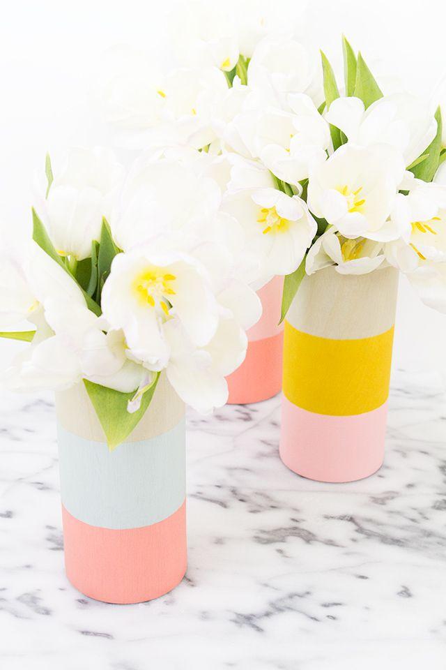 Свадьба - DIY Color Blocked Wood Vases