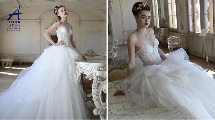 زفاف - 2015 Atelier Aimee Spring Ball Gown Wedding Dresses Sweetheart Sequins Sleeveless Lace Appliques Bodice Tulle Sweep Train Bridal Gowns Ball, $116.92 