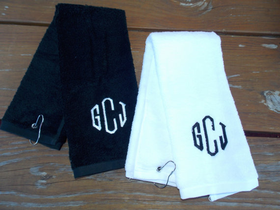 Hochzeit - Monogrammed Golf Towel, Personalized Golf Towel, Groomsmen Gift,  Wedding Gift, Cotton Anniversary Gift, 2nd Anniversary