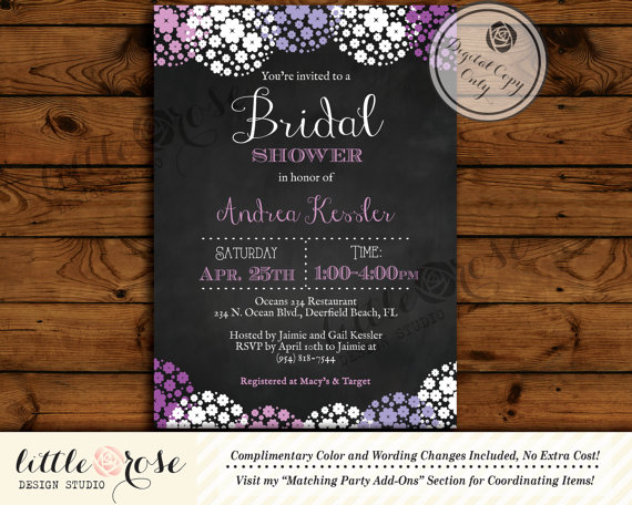 Hochzeit - Chalkboard Floral Bridal Shower Invitation - Wedding Shower Invite - Bridal Brunch - Baby Shower - Birthday - Mother's Day - Printable File