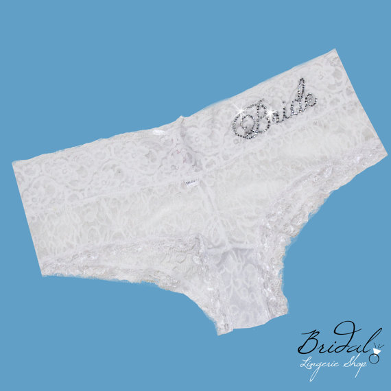 Hochzeit - Lace Bridal Underwear, Cheeky Lace Bride Hipsters, Bridal Lingerie for the honeymoon trousseau