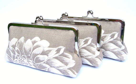 Mariage - Bridesmaid clutch set of 3, bridesmaid gift, floral gray bridesmaid clutch bag, custom clutch bag set, personalised gifts, wedding accessory