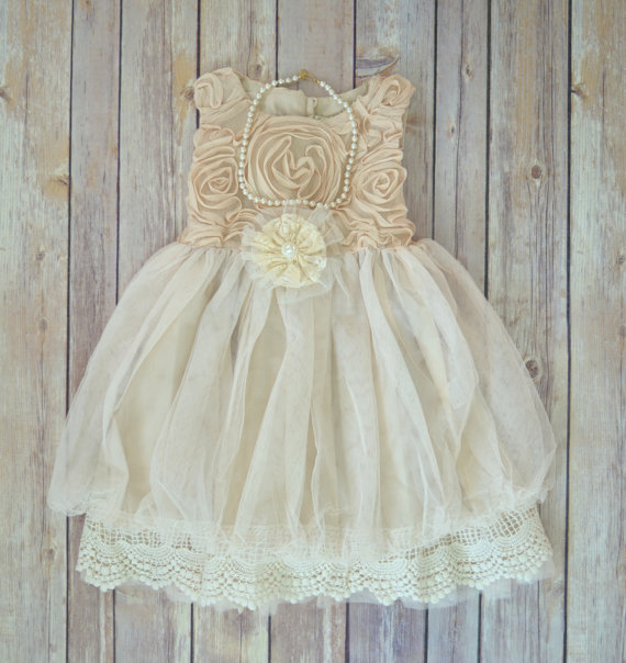 Ivory Lace Flower Girl Dress- Ivory Toddler Dress- Rustic Wedding ...