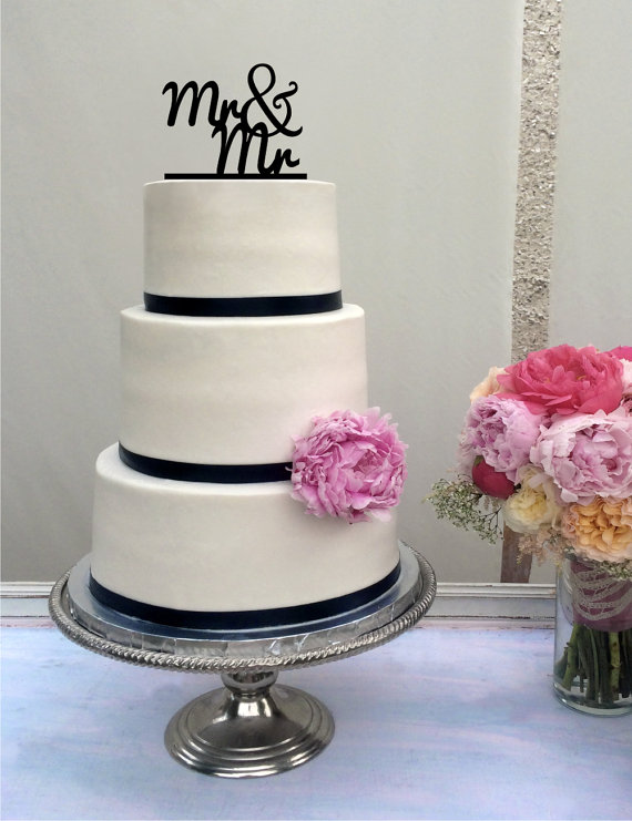 Hochzeit - Mr & Mr Wedding Cake Topper - same sex wedding - LGBT wedding - gay cake topper - groom and groom