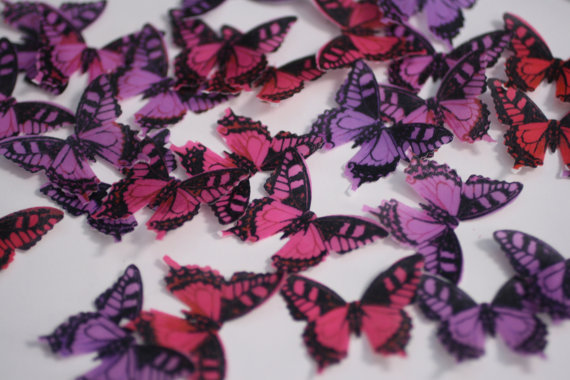 Свадьба - 36 edible butterflies for cake decorating, cookies, cupcake decorating, cake pops. Wafer paper butterflies, wedding cake toppers.