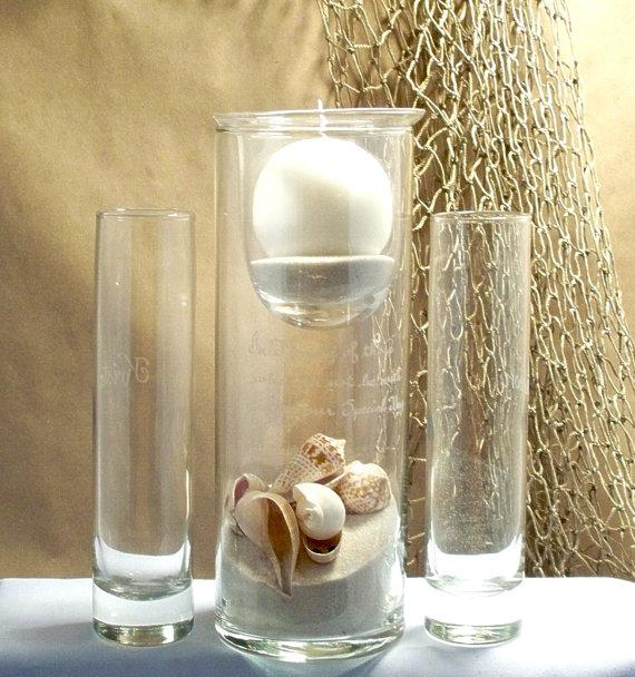 Hochzeit - Personalized Unity Sand Ceremony  Set "Cylinder with Round Candle" style
