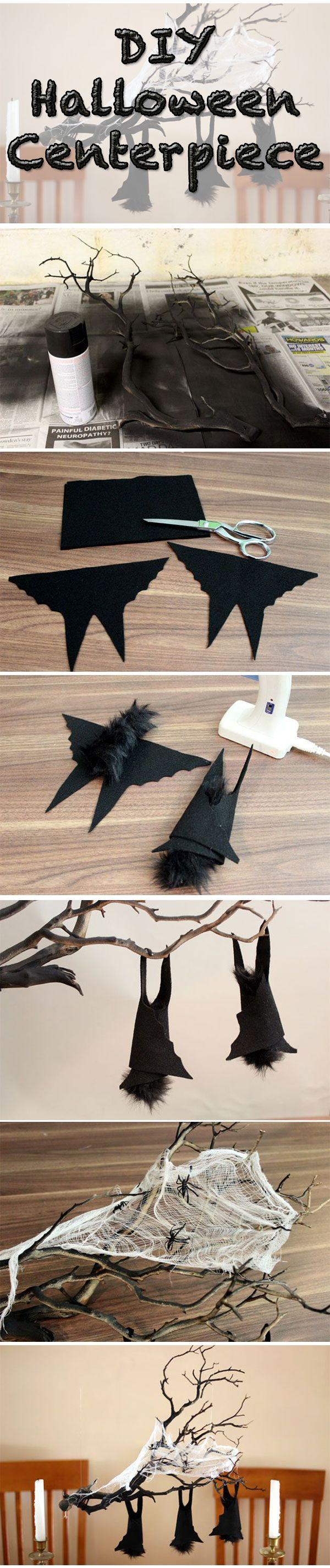 Свадьба - How To Make A Hanging Branch Centerpiece For Halloween