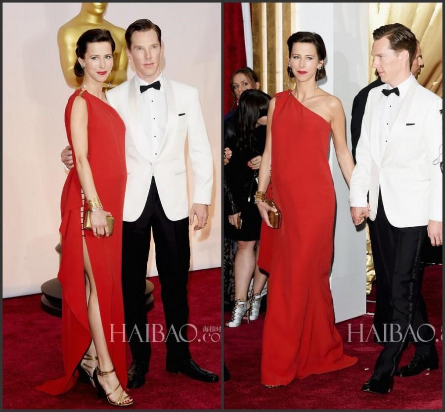 زفاف - 2015 Sophie Hunter Oscar Red Sexy Evening Dresses 87th Celebrity Satin One Shoulder Party Formal Dresses Red Carpet Side Split Sleeveless Online with $109.66/Piece on Hjklp88's Store 